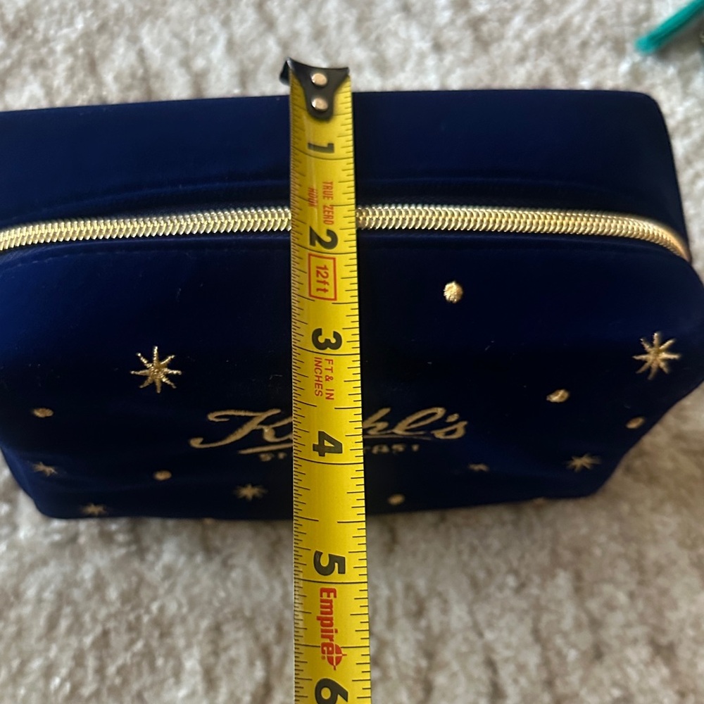 New Kiehl's Blue and Teal Cosmetic Bags with Gold Accents - Picture 6 of 8